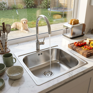 Asymmetric Modern Design Single Bowl Undermount 304 Stainless Steel Kitchen Sink — Sculptural Contour, Sound Guard, OEM - Product Image 1