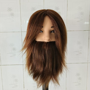 Cabeza <span class=keywords><strong>de</strong></span> Maniquí <span class=keywords><strong>de</strong></span> Cabello Humano 100% Real con Bigote para Entrenamiento <span class=keywords><strong>de</strong></span> Peluquería, Cabeza <span class=keywords><strong>de</strong></span> Práctica <span class=keywords><strong>de</strong></span> Cabello <span class=keywords><strong>Natural</strong></span> Masculino - Product Image 1