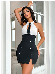 Europe et états-unis femmes Sexy uniforme amour <span class=keywords><strong>costume</strong></span> nouveau secrétaire hanche jupe avec dentelle décoration Direct sortie d'usine - Product Image 6