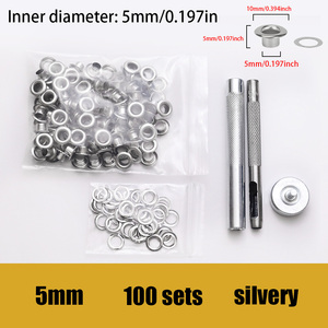 100 Set di <span class=keywords><strong>Occhielli</strong></span> Rotondi in Acciaio Inox Senza Nichel 5/6/8/10mm per Riparazione Artigianale di Pelle, Scarpe, Borse e Accessori - Product Image 6