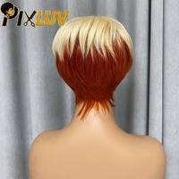Perruque Chioma en promotion, fabriquée à la machine, coupe pixie # Perruque en cheveux humains bruts 100% naturels 613/350, coupe pixie sans dentelle pour les personnes noires