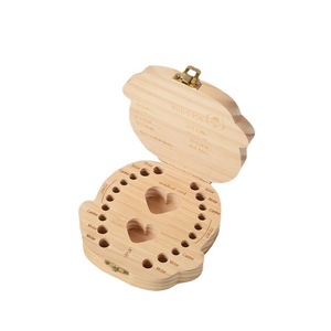 Caja de recuerdo para dientes de leche, diseño de dibujos animados grabado en madera para niños y niñas, almacenamiento de recuerdos - Product Image 3