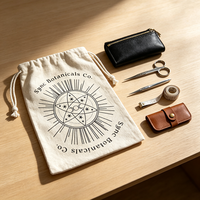 Sac d'emballage en coton et lin naturel épais de taille moyenne avec cordon de serrage, personnalisé avec logo, pour cadeaux et outils, vente en gros