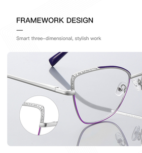 إطار أنيق للنظارات النسائية والقطط نظارات بإطار معدني نظارات مضادة للضوء الأزرق إطارات بصرية - Product Image 2