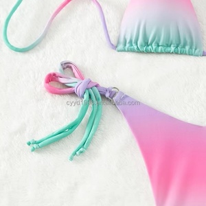 Conjunto de Bikini de Verano de Alta Calidad OEM, Personalizado, con Tirantes y Cordones, Traje de Baño Sexy con Estampado, Sostén Push-up, 2 Piezas - Product Image 6