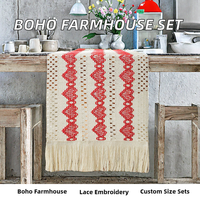 Chemin de table chic style ferme, en dentelle crochetée brodée, motif rustique, tricoté, style européen, pour maison et hôtel