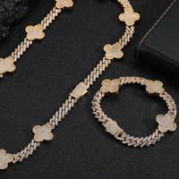 Ensemble de bijoux à chaîne cubaine papillon en laiton de haute qualité accessoires plaqués or pour hommes et femmes pour les mariages vente en gros d'usine