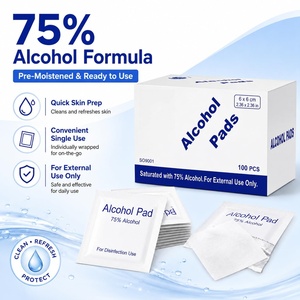 Tampons d'alcool isopropylique personnalisés rose et violet à 70 %, certifiés CE, 2 ou 4 plis, 6x3cm 6x6cm, emballés individuellement - Product Image 2