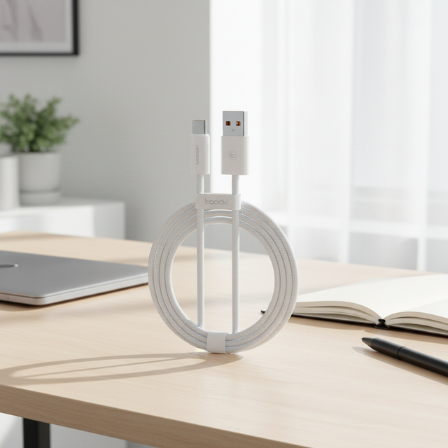 Toocki Premium USB-C Cable 66W Super Fast Charge 480Mbps Data Backup PC Braided Wire for Bedside Office