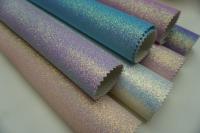 Tissu pailleté synthétique imperméable couleur bonbon, écologique, en cuir PU avec support non tissé, épaisseur 0,8 mm