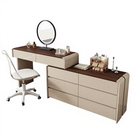 Coiffeuse multifonction rotative en bois massif laqué, style moderne et minimaliste, avec tiroirs intégrés pour le maquillage