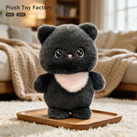 Peluche chat noir en gros, jouet en peluche de 8 pouces, animal en peluche avec rembourrage en coton PP, personnalisable OEM ODM, décoration intérieure pour la famille
