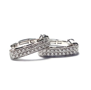 Boucles d'oreilles à Clip rondes pour femme, bijoux tendance, romantique, Design populaire, en or blanc 18k, haute qualité, en diamant, utilisation quotidienne - Product Image 1
