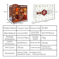 Kit DIY de niche à livres en bois Timeworn Tavern, puzzle 3D miniature, insert de bibliothèque avec éclairage LED, cadeau d'anniversaire