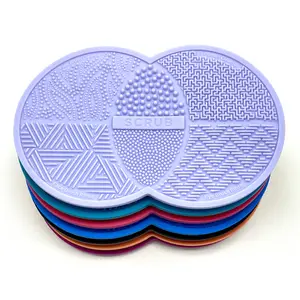 Wholesale Two Circle Silicone Makeup Brush Cleaning Remover Pad Washing Brush Cleaner Mat