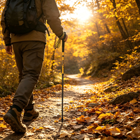 Ultra Hafif Karbon Fiber Trekking Batonu, Tungsten Çelik Uçlu, 4 Bölümlü Düz Kavrama Tasarımlı, Yürüyüş, Tırmanış ve Arazi Koşusu İçin