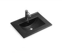 Lavabo de salle de bain moderne avec bonne qualité et prix compétitif évier de toilette en céramique noir mat évier à bord fin