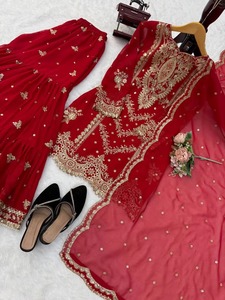 Traje Sharara de diseñador de alta calidad para mujer, ropa étnica bordada para bodas, festivales y fiestas, disponible para la venta. - Product Image 3