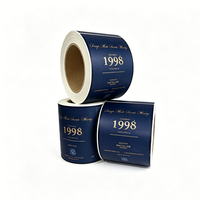 Étiquette de vin en papier kraft imperméable avec design de marquage à chaud de qualité supérieure, feuille d'or autocollante personnalisée pour les bouteilles de whisky et de liqueur