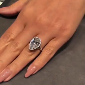 Оптовая продажа, роскошное Платиновое кольцо с муассанитом, огранка из груши, Двойной Ореол с полной установкой, сертифицированные Свадебные украшения GRA - Product Image 2