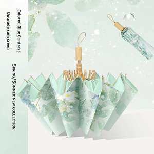 Vendita calda a 16 colori con osso in gomma a doppio uso ombrellone in legno con manico pieghevole High-End sensazione di protezione da <span class=keywords><strong>sole</strong></span> e UV - Product Image 3