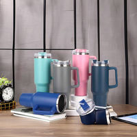 Gobelet de voyage en acier inoxydable de 40 oz avec poignée, couvercle à sublimation, bouteille d'eau isolée avec paille, gobelet anti-éclaboussures sous vide pour le camping