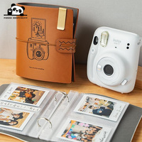 Anpassbares Logo Größe Geschenk Mini-Album Ringbuch Kartenalbum Reise PU-Leder Fotos Kleines Album