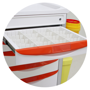 MN-EC005 y tế xe đẩy y tế giỏ hàng bệnh viện đồ nội thất đầy đủ <span class=keywords><strong>ABS</strong></span> Bảng hàng đầu khẩn cấp giỏ hàng với có thể khóa bánh xe - Product Image 5