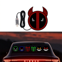 USB-betriebene Dämonenaugen-LED-Autoleuchte mit dynamischer Emoticon-Anzeige für die Heckscheibe – Warnleuchte für universelle Fahrzeugdekoration