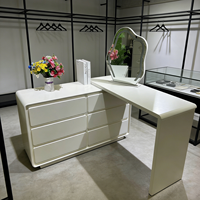 Commode en bois blanc réglable, meuble de rangement latéral, coiffeuse moderne de luxe avec miroir LED pour chambre à coucher