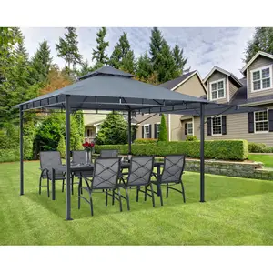 Patio und Outdoor Hinterhof 11 Ft. B x 11 Ft. D Metall Patio Pavillon mit Markise