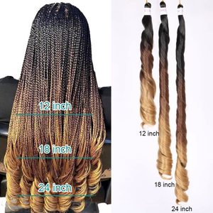 French Curl Braided Hair 22 Inch French Curl Braided <b>Box</b> Braids with Elastic Pre-Stretched Hair Extensions for Black Women - Product Image 6