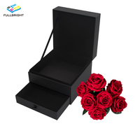 Boîte à bijoux personnalisée en rose de savon noir bicouche deux couches design créatif bon marché et boîte à fleurs éternelles boîte-cadeau en papier pour fleur