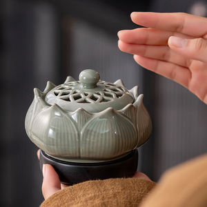 Brûleur électronique en céramique à température réglable, four domestique <span class=keywords><strong>pour</strong></span> huiles essentielles, diffuseur d'arômes, encens japonais, écologique - Product Image 2