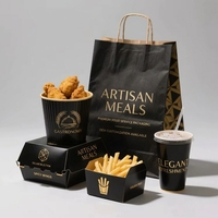 Sac en papier personnalisé multi-usages pour restaurant, livraison à emporter, restauration rapide, avec impression de logo