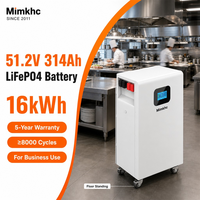 Système de batterie domestique ESS LiFePO4 48V 51.2V 16kWh/15kWh, boîtier de batterie JK-PB2A16S20P, BMS Bluetooth/WiFi IP68, stockage d'énergie solaire Mimkhc