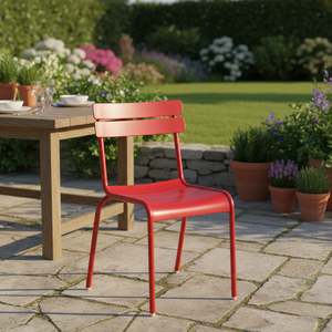 Elegante Sedia da Giardino in Metallo Rosso - Product Image 4