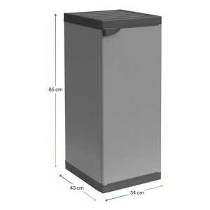 Mobiletto basso a 1 anta in resina grigia 34x38,5x85 cm, multiuso con 2 ripiani regolabili e piedini - Product Image 2