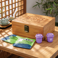 Boîte à thé en bambou naturel avec compartiment de rangement et revêtement de qualité alimentaire pour sachets de thé, emballage cadeau OEM