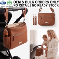 Sac de rangement multifonctionnel en cuir PU pour poussette, sac à couches pour bébé, sac de rangement universel pour poussette