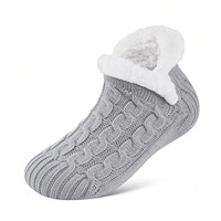 Chaussons d'hiver unisexes en fibre acrylique doublés de polaire, épais, au-dessus du genou, avec semelle antidérapante, chauds et confortables, type chaussettes d'intérieur
