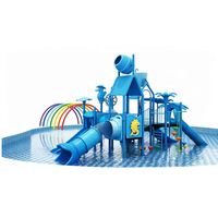 Équipement de jeu aquatique extérieur en acier et plastique LLDPE pour parc d'attractions, maison aquatique personnalisée pour enfants, aire de jeux multi-glissades avec jets d'eau