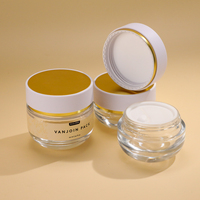 Pot en verre de luxe de haute qualité en forme de bol, vide, à large ouverture, pour beurre corporel et crème cosmétique, avec couvercles, 20ML 30ML 50ML
