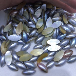 Perlas de Concha Ma Yan, Color Gris Azulado, Naturales, de Agua de Mar, Forma Ovalada, para Fabricación de Joyería y Manualidades - Product Image 1