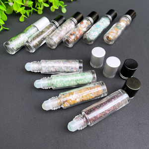 Rollerball-botella de cristal para Perfume, aceite esencial de cristal con Rosa Natural, Ojo de Tigre de <span class=keywords><strong>cuarzo</strong></span>, jaspe rojo, 10ml - Product Image 2