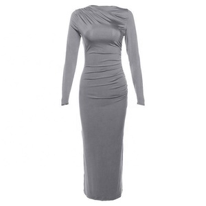white christmas dresses Long Sleeves Black Casual Dress with Sash