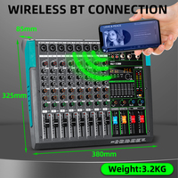 Console de Mixage Audio Professionnelle PA8 avec Connexion USB, 256 Effets de Réverbération Intégrés et 8 Canaux