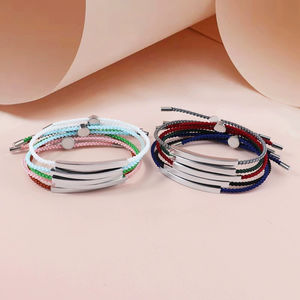 Engraving Personalized ID Logo <b>Bracelet</b> Stainless Steel <b>Silver</b> Gold Rectangular Stamping Blanks Bar <b>Charm</b> <b>Bracelet</b> - Product Image 1