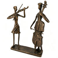Sculptures abstraites en fonte Violon et Cello en duo, Ornement de performance musicale, Décoration de bureau pour musiciens, Cadeau artisanal pour magasin de pianos et bureau