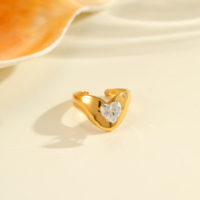 Bague KITI de luxe asymétrique en acier inoxydable doré avec pierre de zircon étincelante pour femme, bijou de soirée